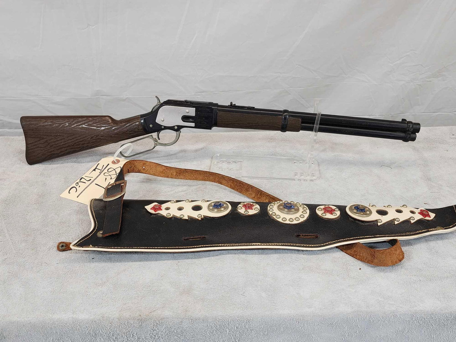 Vintage Winchester Toy Lever Action Rifle: 88.7 Neat piece appears to function as it should with scabbard