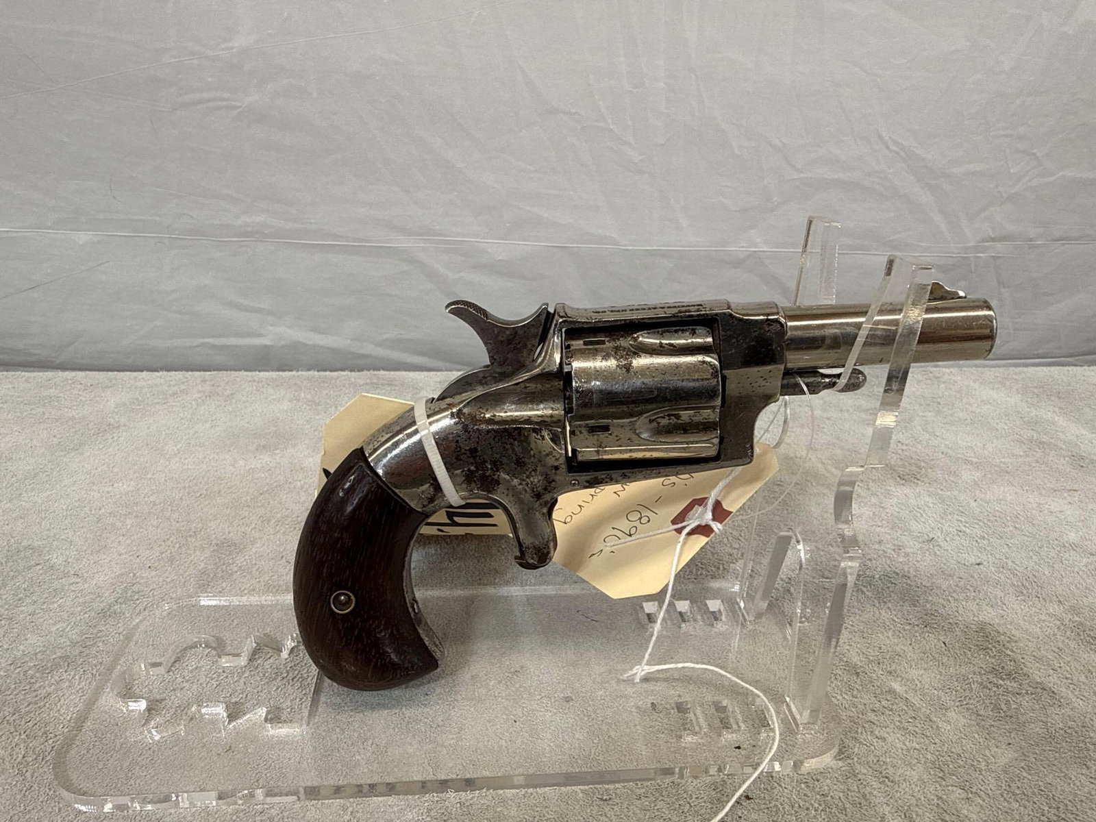 Hopkins and Allen XL No 4 .38 Rimfire Revolver: 114.20 used 2.5 inch barrel needs some work sn nsn