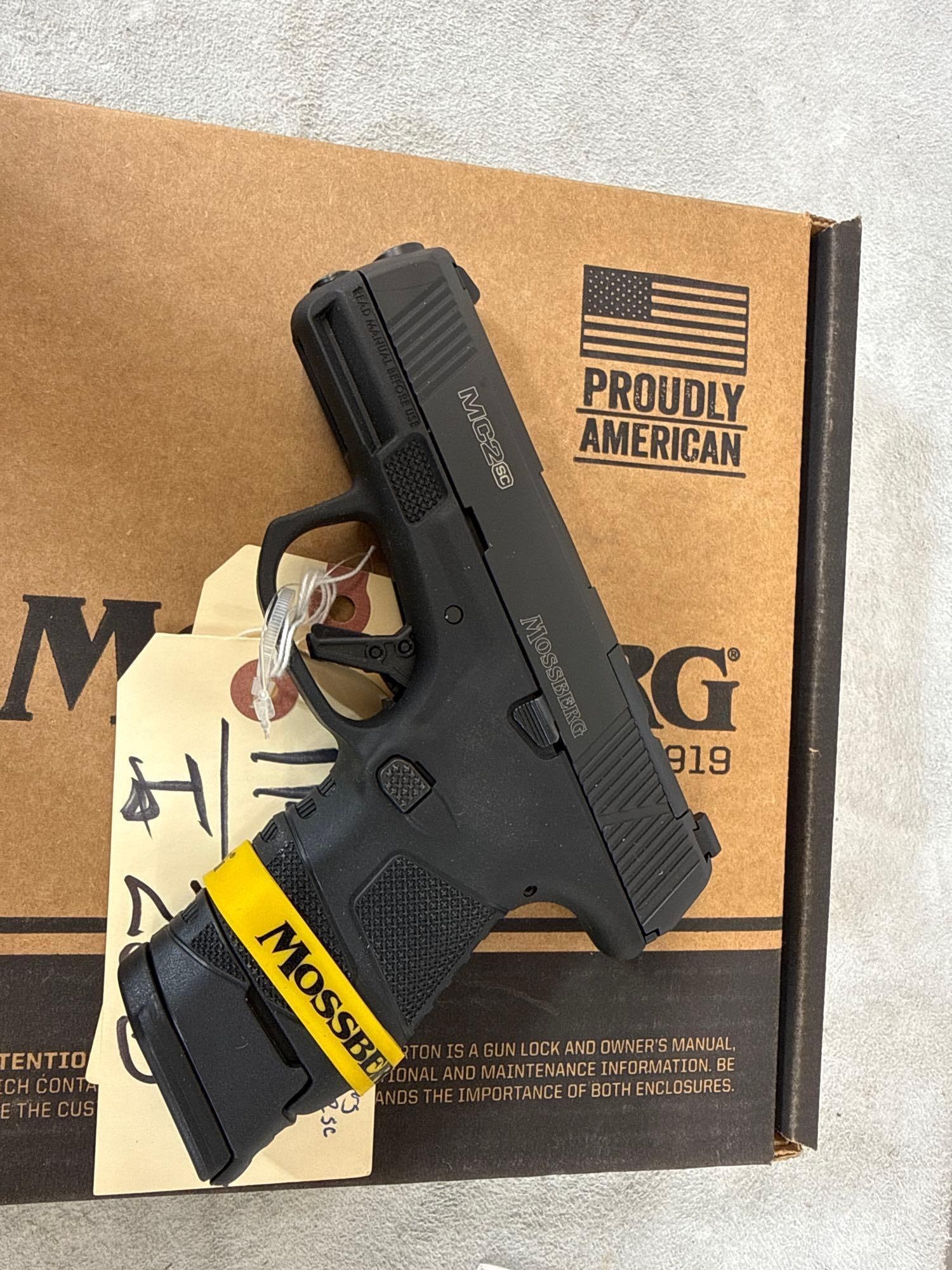 Mossberg MC2SC 9mm Semi Auto Pistol: 114.36 new in box never fired sn 002887MA