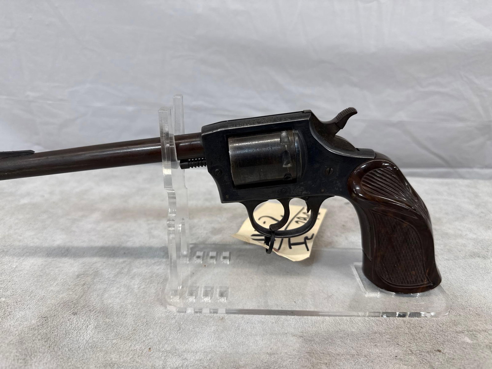 Iver Johnson Target Model 55 .22 Revolver: 116.2 Used 6 inch barrel comes with holster needs some work sn H62