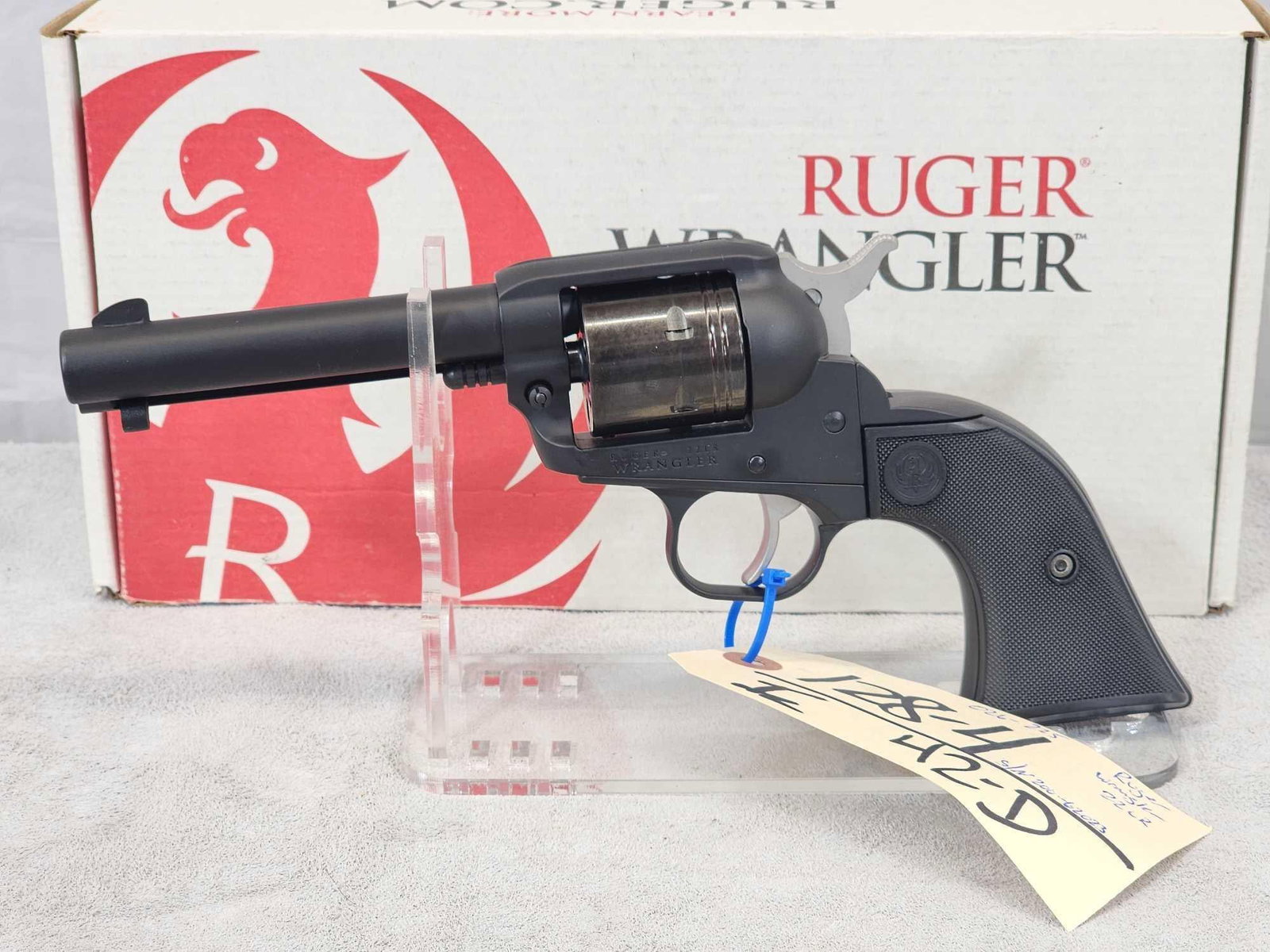 Ruger Wrangler. 22 Revolver: 128.4 Nice clean gun 4 1/2" barrel shiny bore good rifling SN 200-62023