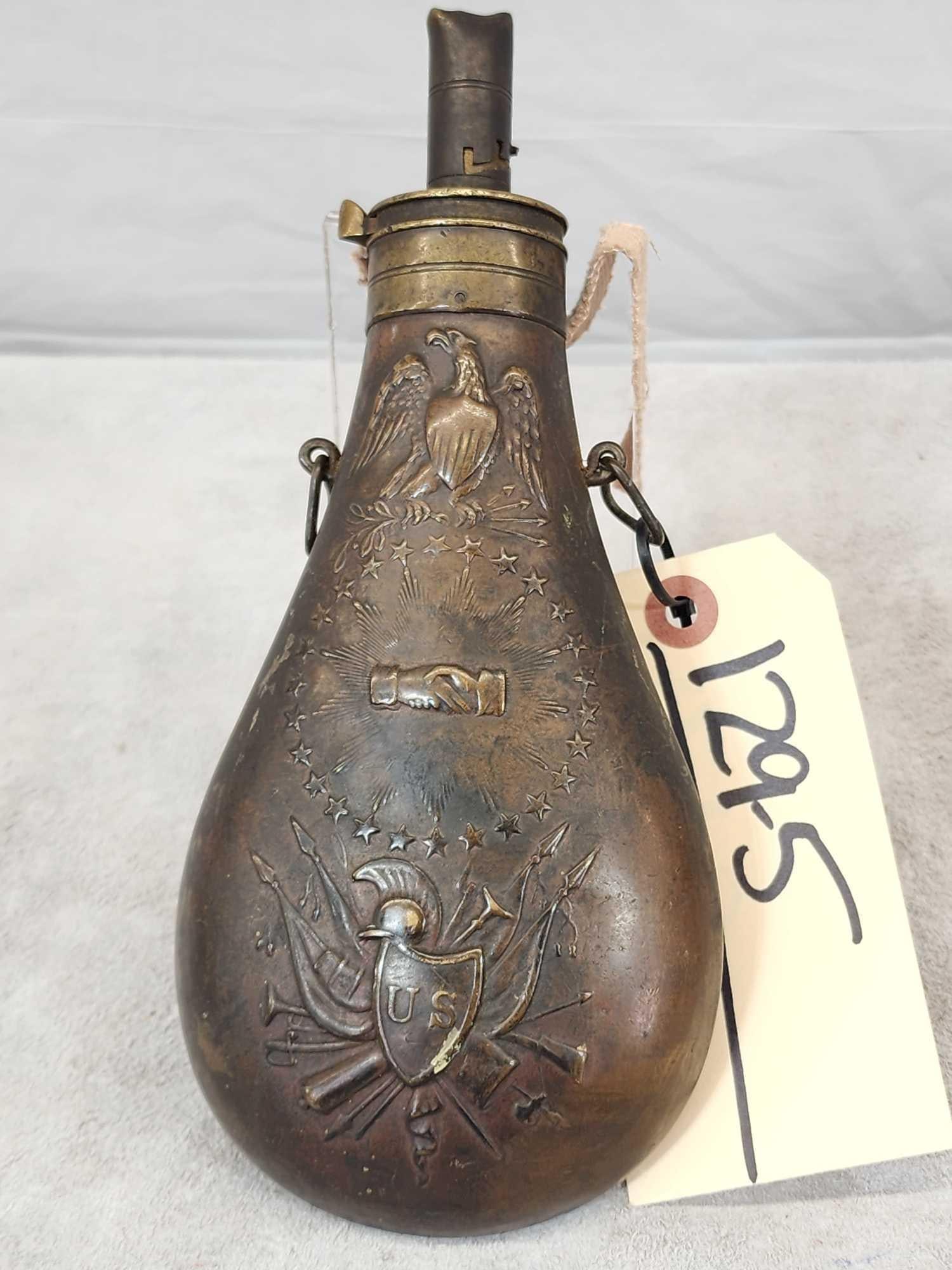 N.P. Ames U.S. Military "Peace" Powder Flask Dated 1838 (1 of 14)