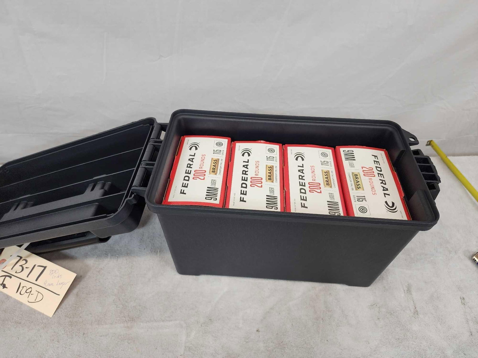800 Rounds Of 9mm Ammunition: 73.17 Federal brand in plastic ammo can
