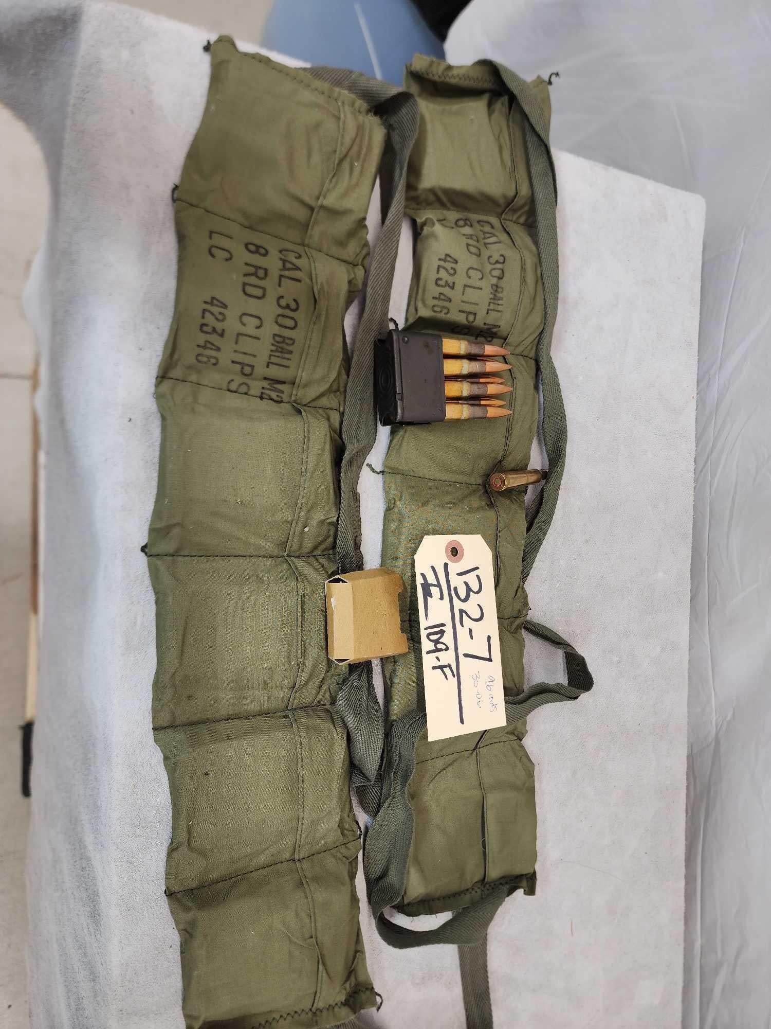 96 Rounds Of Military 30-06 Ammunition: 132.7 In bandoleers and 8 round clips