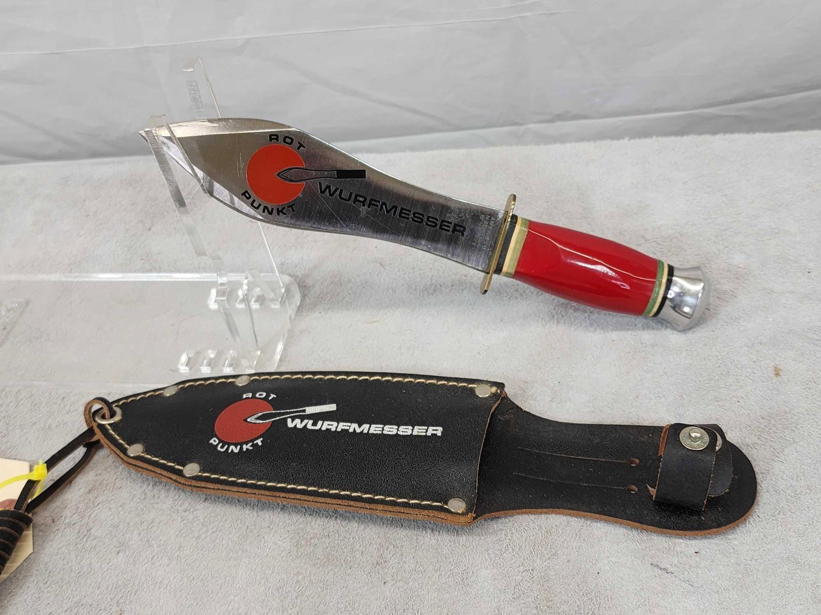 Wurfmesser ROT PUNKT Throwing Knife: 128.18 Like new condition with sheath Soligen Germany