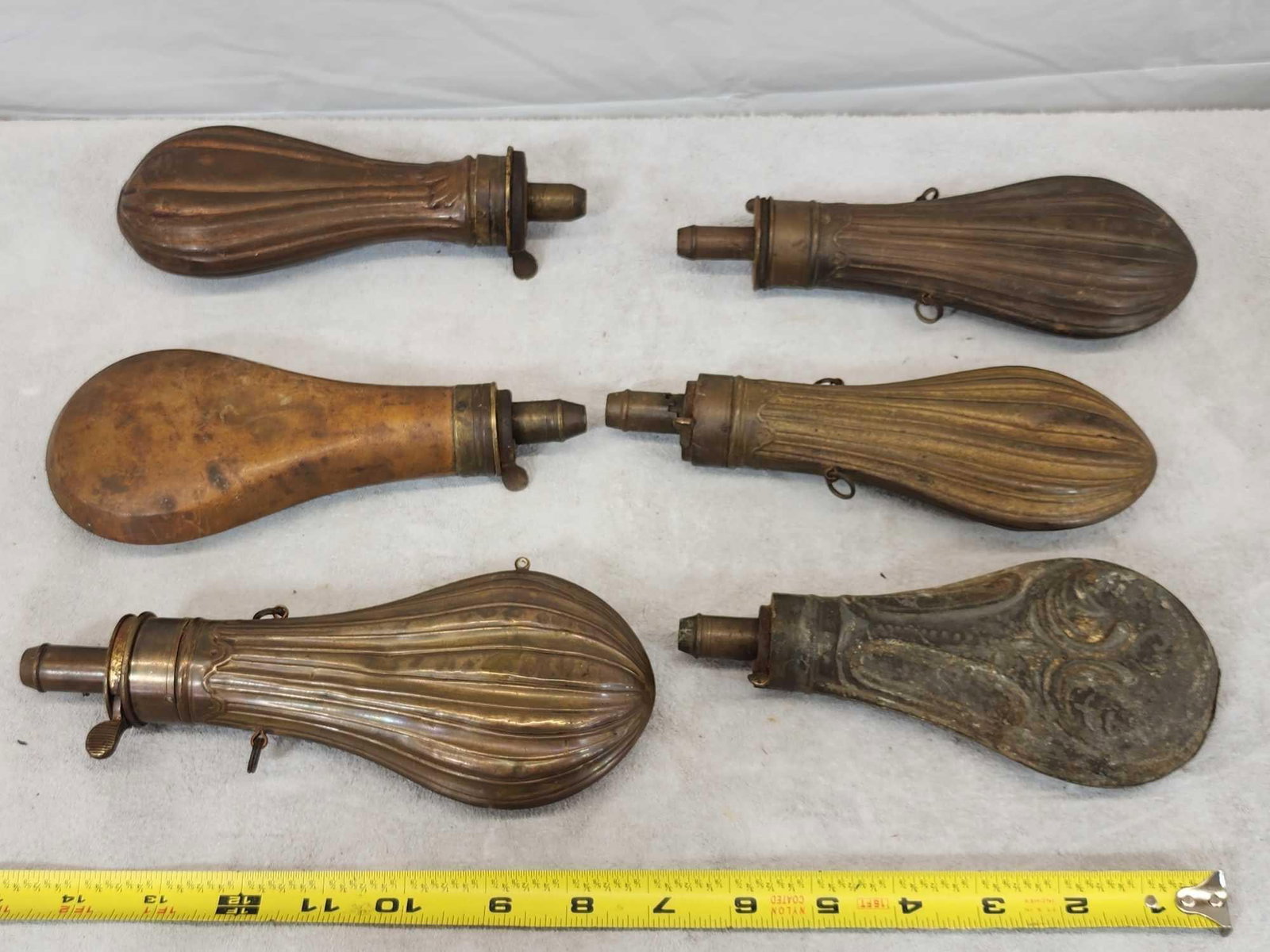 Collection Of 6 Antique Powder Flasks (1 of 7)