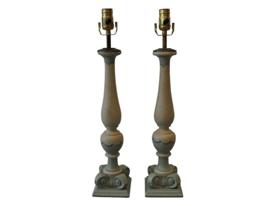 Painted Wood Table Lamps, Pair (1 of 6)