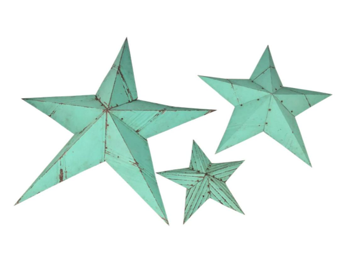 Large Decorative Metal Stars, Set of 3 (1 of 7)