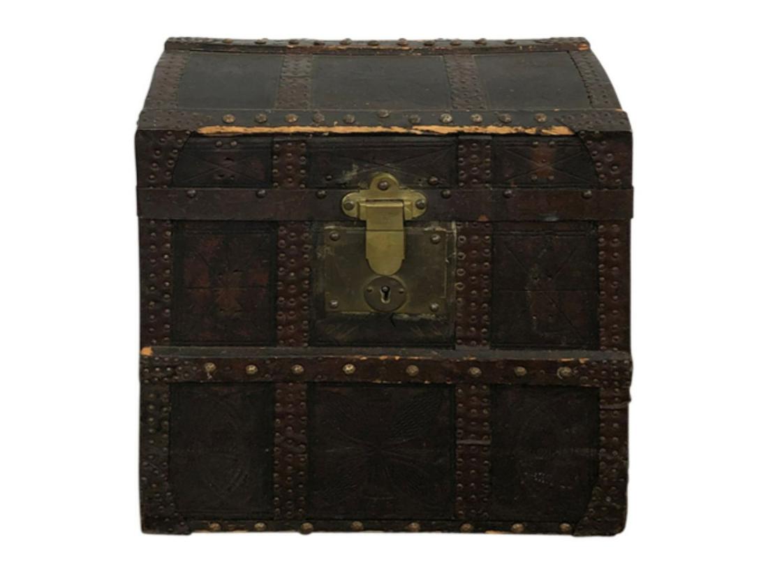 Antique Studded Leather Dome Top Trunk (1 of 9)