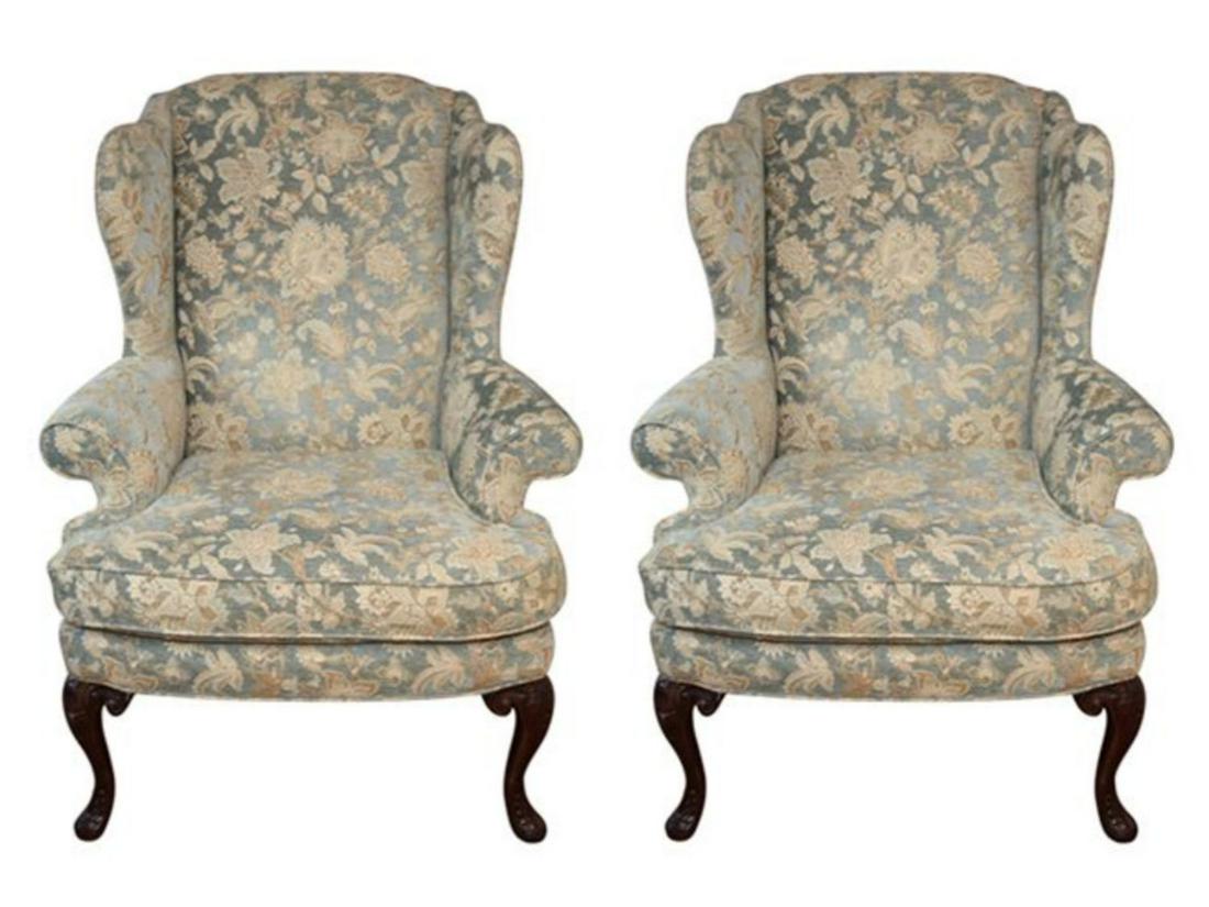 Queen Anne Style Hitchcock Wingback Chairs, Pair (1 of 7)