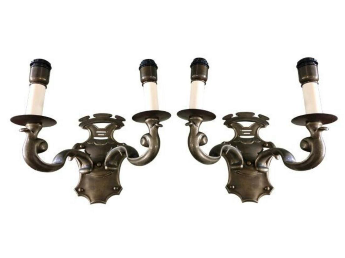 Double Arm Shield Back Sconces, Pair (1 of 6)
