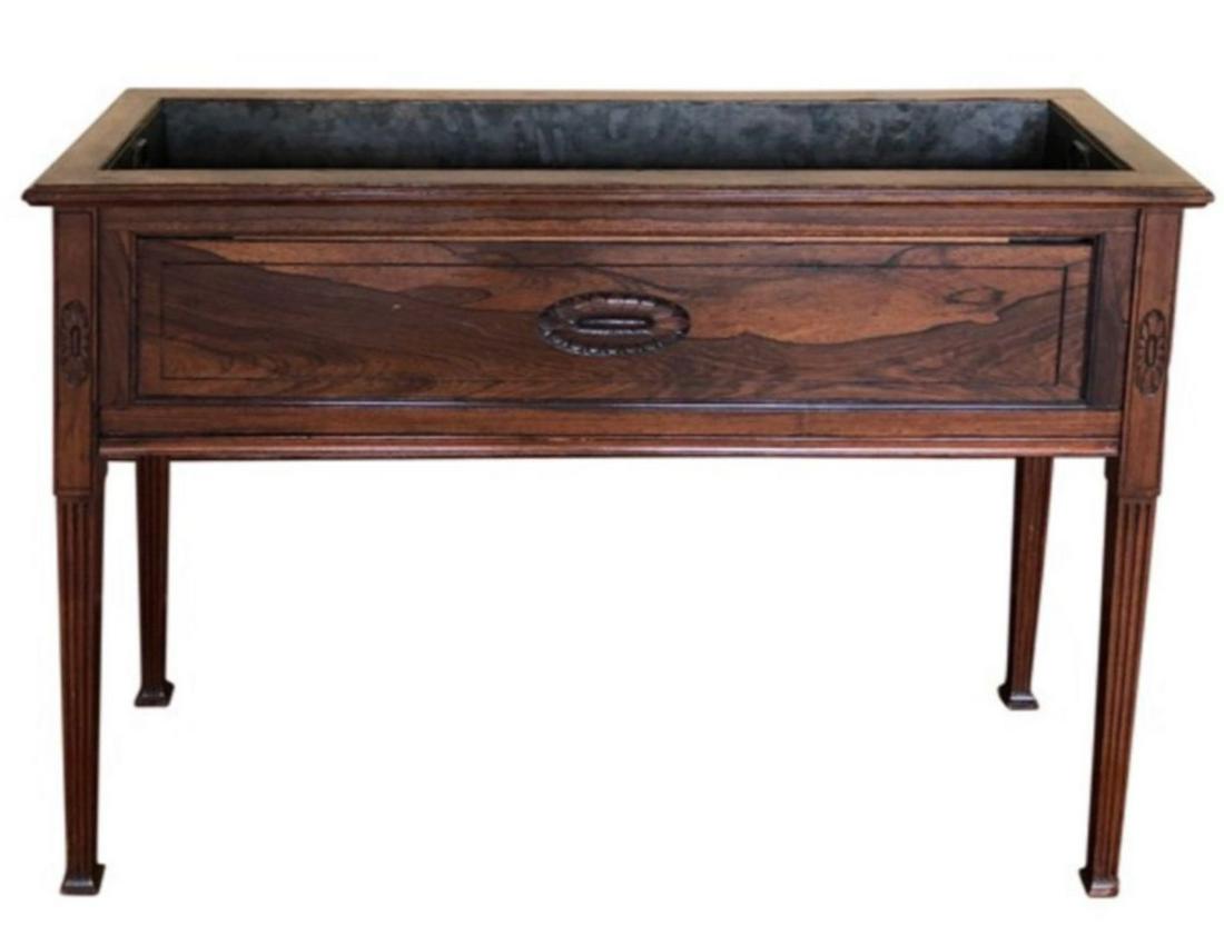 Carved Rectangular Plant Holder With Flower Motif (1 of 5)