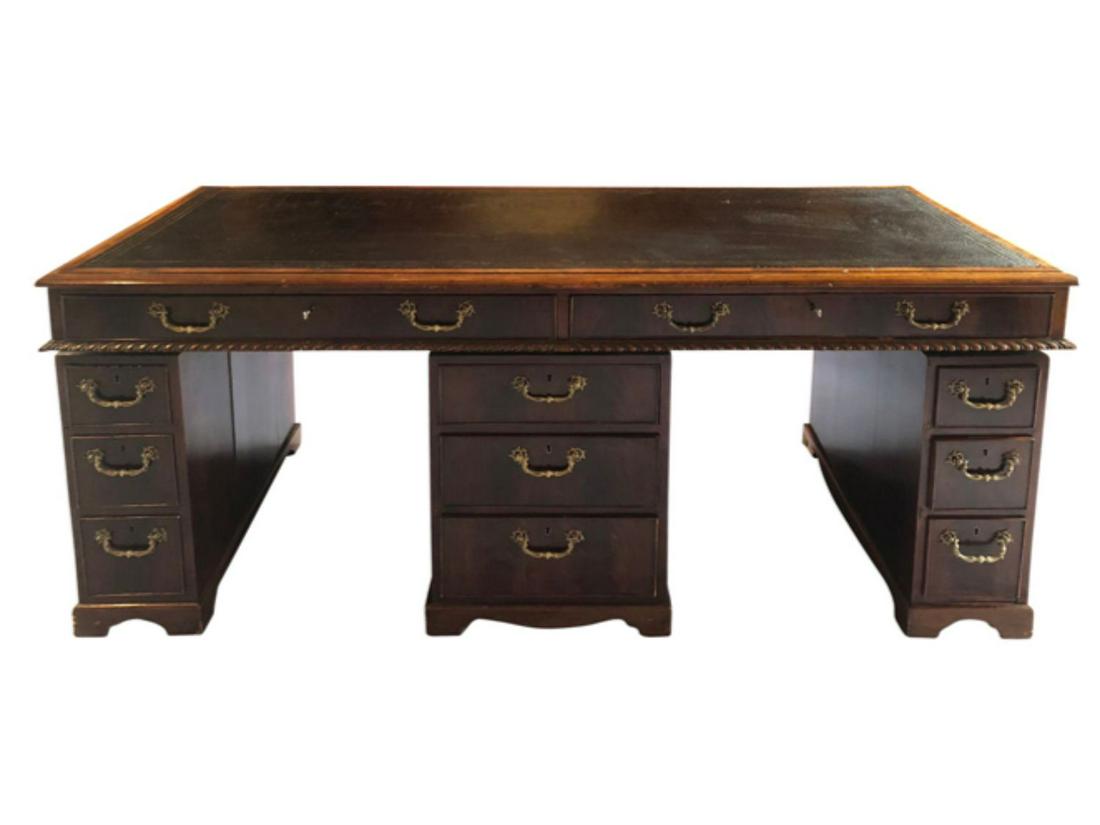 Antique Leather Top Partners Desk (1 of 15)