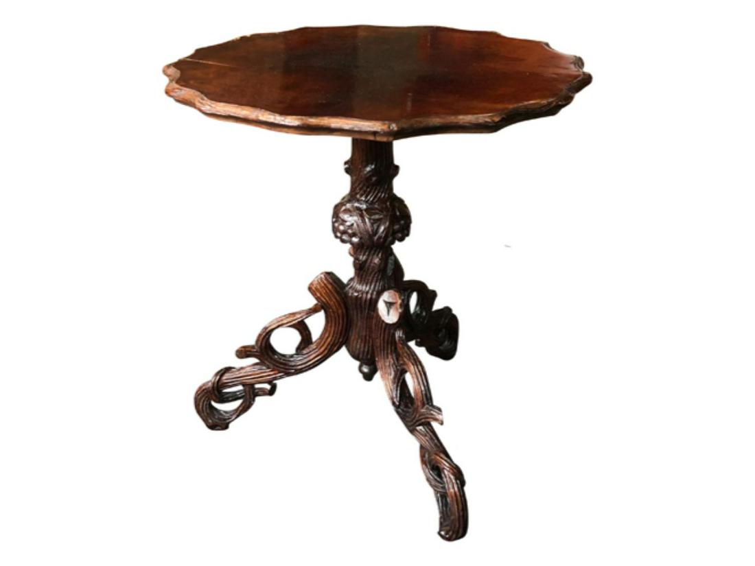 Mahogany Faux Bois Carved End Table (1 of 7)