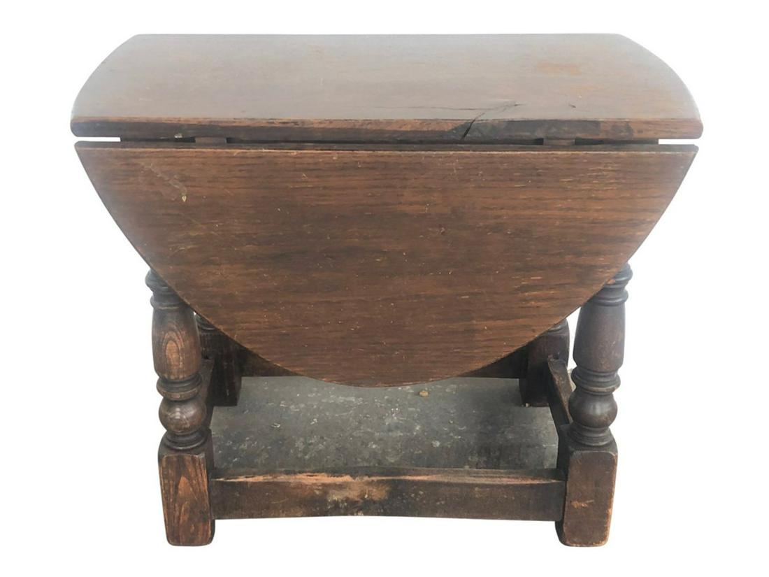 Antique Wood Bench with Drop-Leaf Oval Top (1 of 7)
