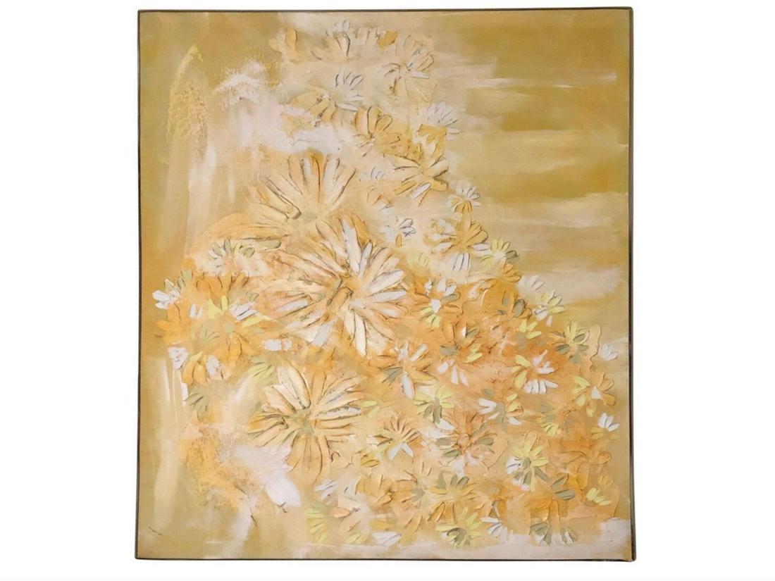 Oil Painting of Yellow Flowers, Artist Unknown (1 of 10)