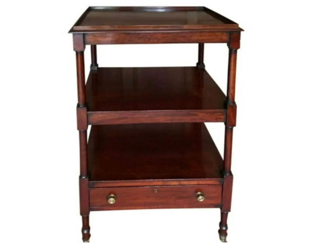 English Mahogany Three-Tier Serving Cart (1 of 8)