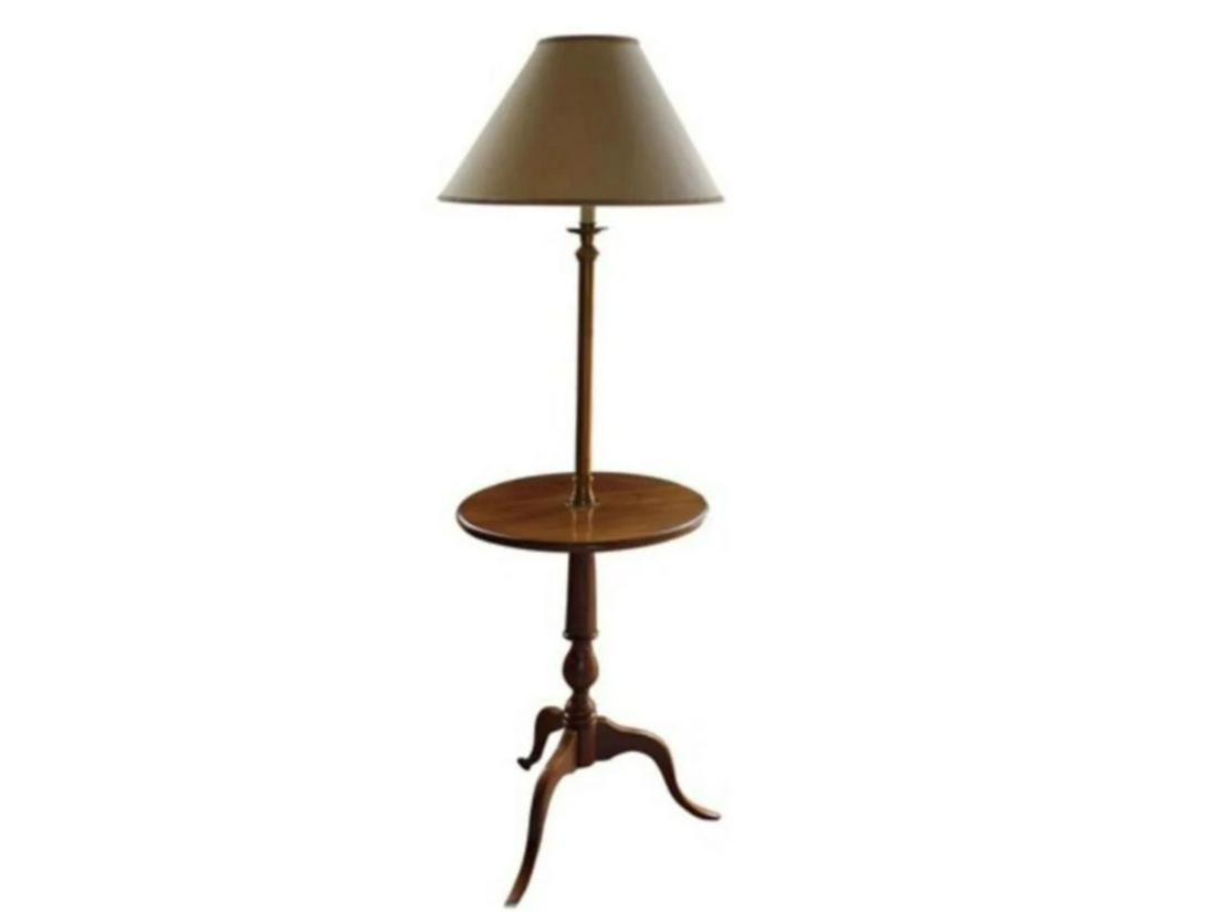 Queen Anne Style Brass & Wood Floor Lamp (1 of 7)