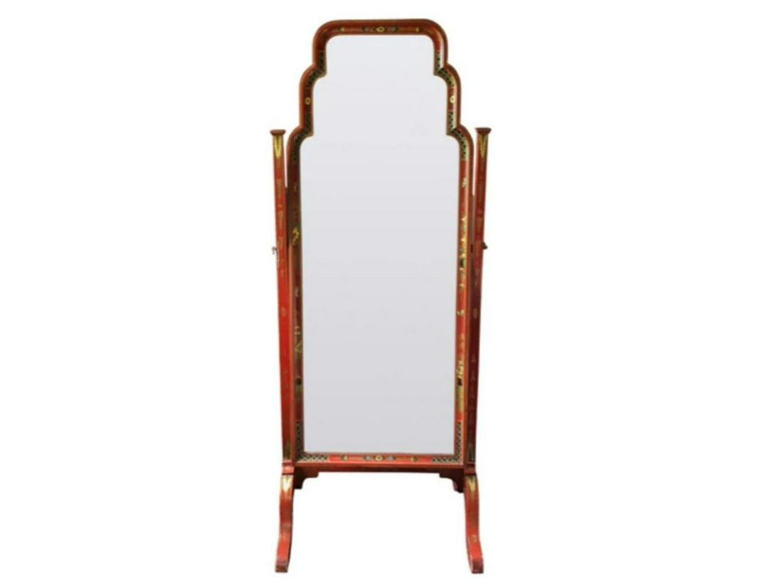 Red Chinoiserie Cheval Mirror (1 of 5)