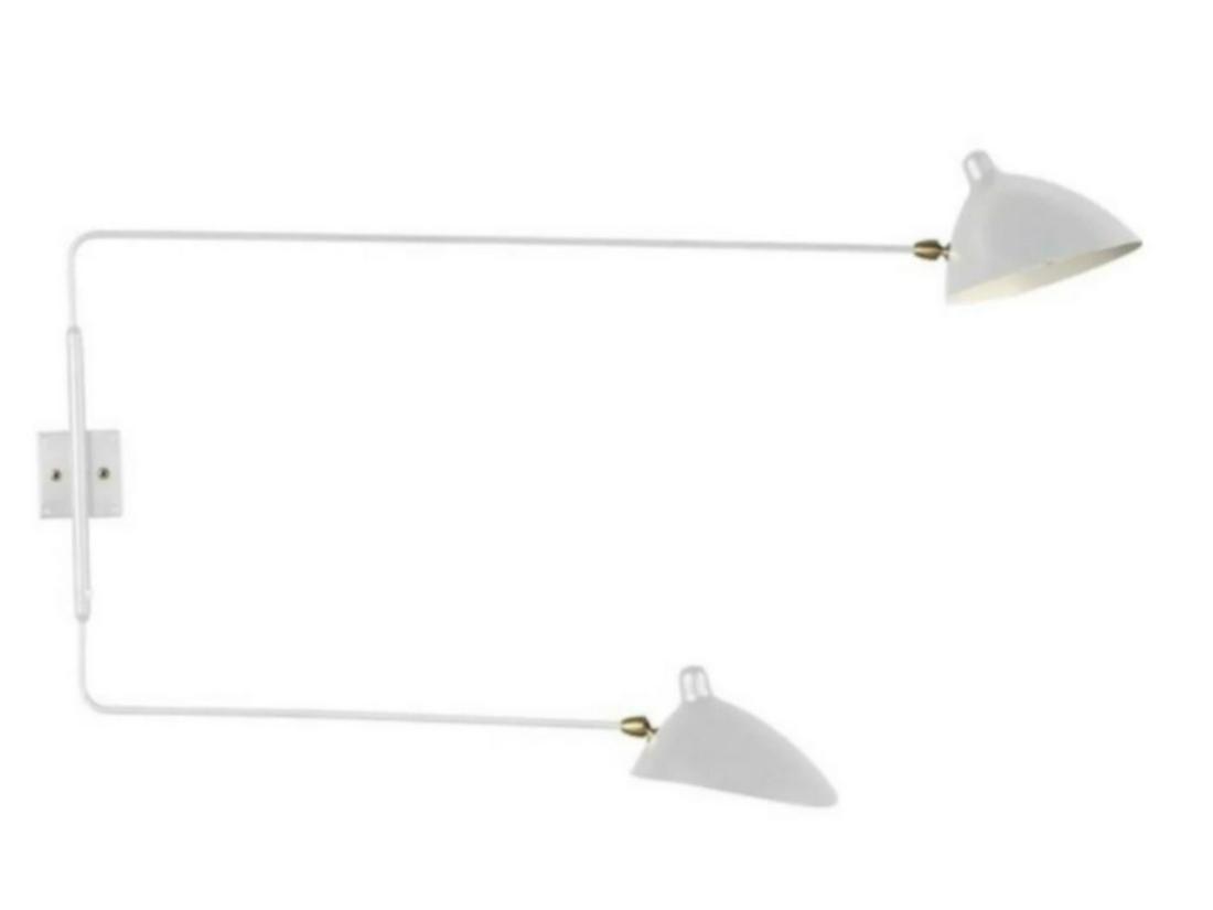 Serge Mouille Attributed 2 Arm Wall Light, White (1 of 7)