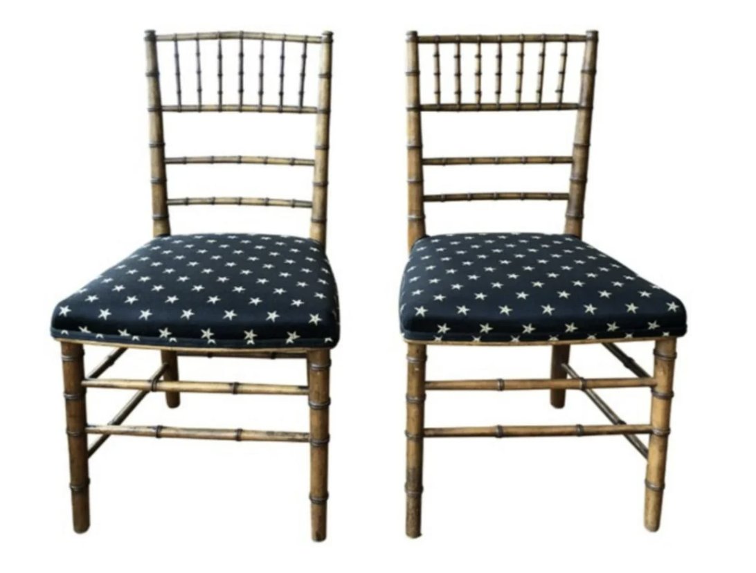 Petite Faux Bamboo Side Chairs, Pair (1 of 1)