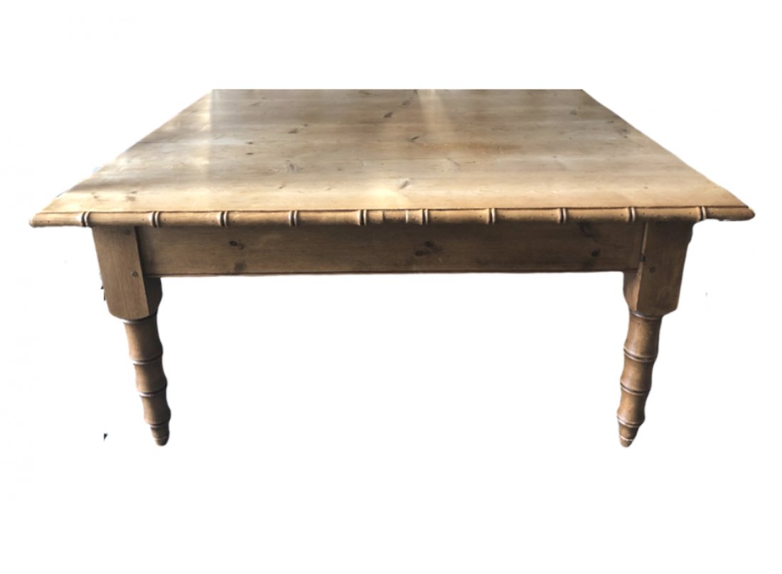 Pine Coffee Table with Carved Bamboo Detail (1 of 5)