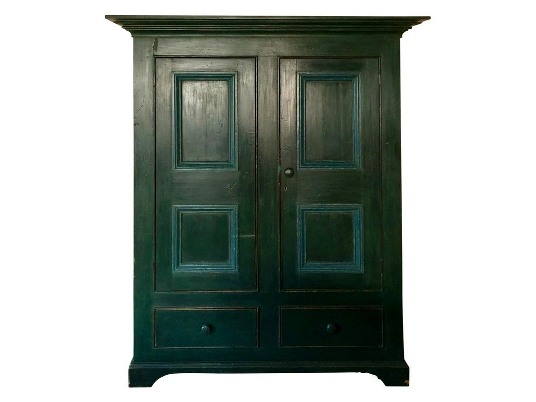 Antique Green Painted Wardrobe (1 of 6)