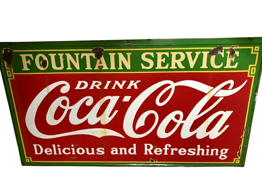 Vintage Enamel Coca-Cola Store Sign, 1933 (1 of 6)