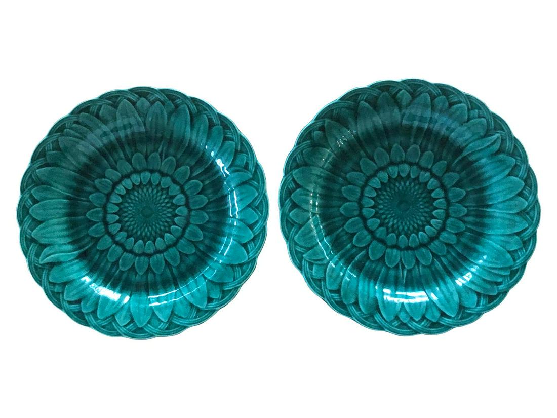 Majolica Basketweave Plates, Pair (1 of 6)