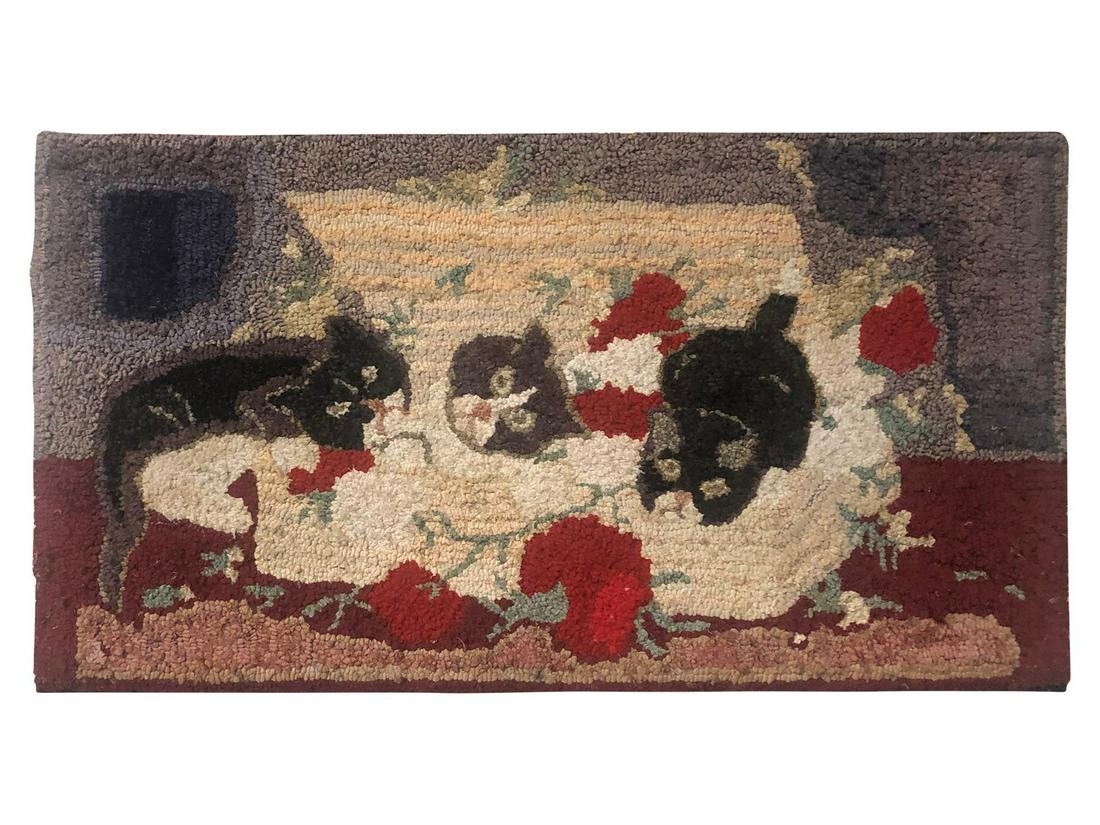 Vintage American Cats Hooked Rug (1 of 6)