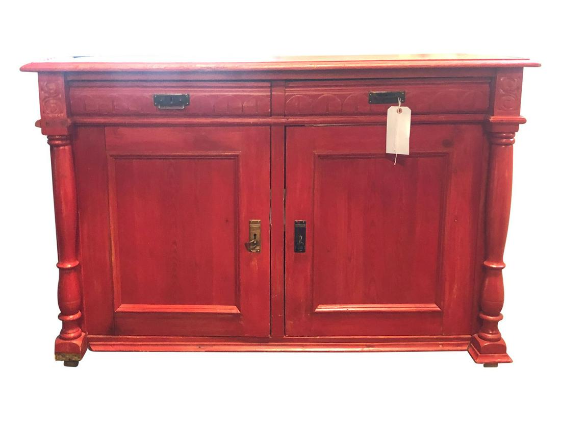 Red Painted Swedish Gustavian Buffet (1 of 8)