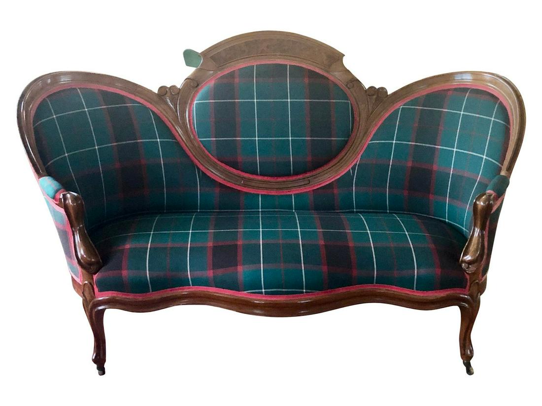 Victorian Sofa Settee in Plaid (1 of 6)