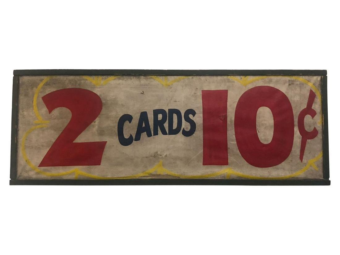 "2 Cards 10 Cents" Antique Sign (1 of 7)