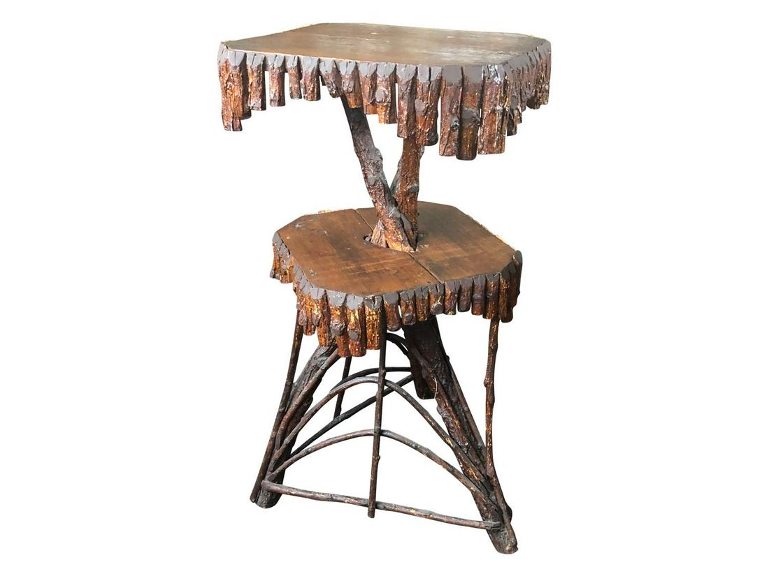 Rustic Two Tier Wood Side Table (1 of 7)