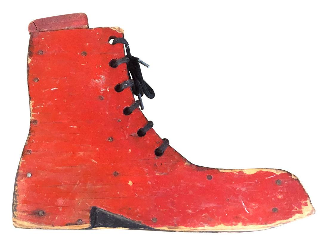 Collectible Wood Carved Boot: 9w x 2d x 7h