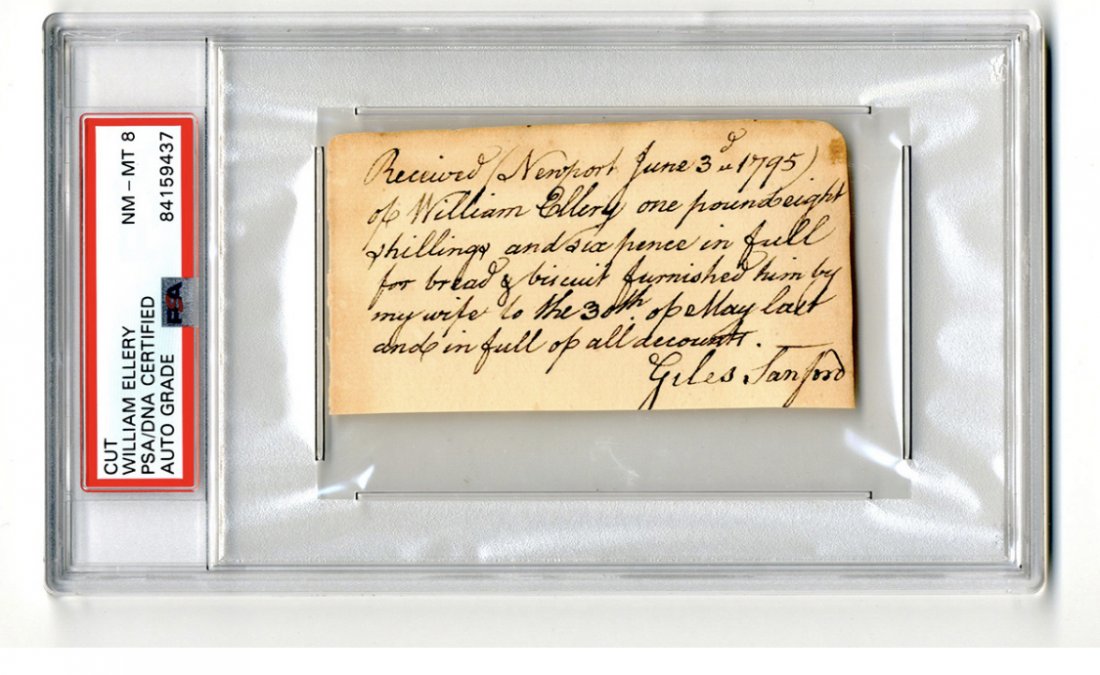 William Ellery Signed Note - PSA (1 of 1)