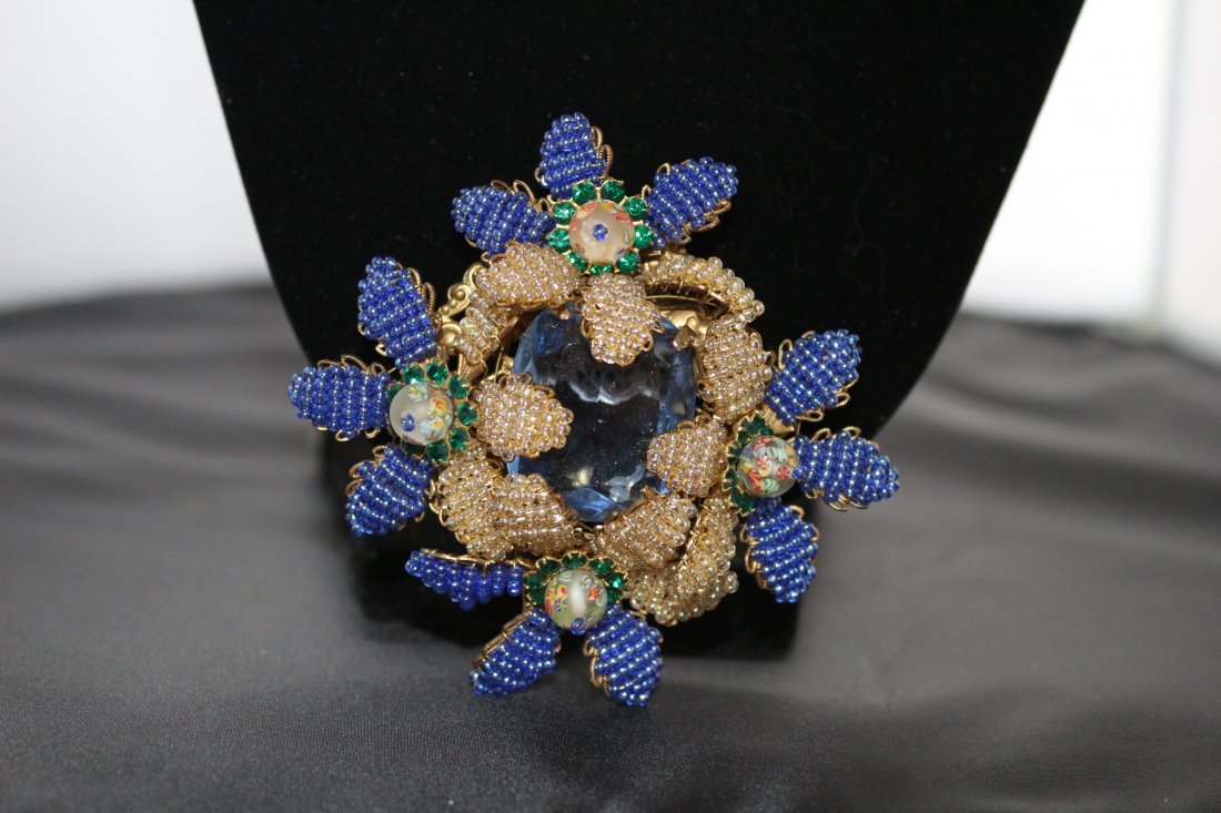 Rare Large Signed Miriam Haskell Beaded Brooch (1 of 7)