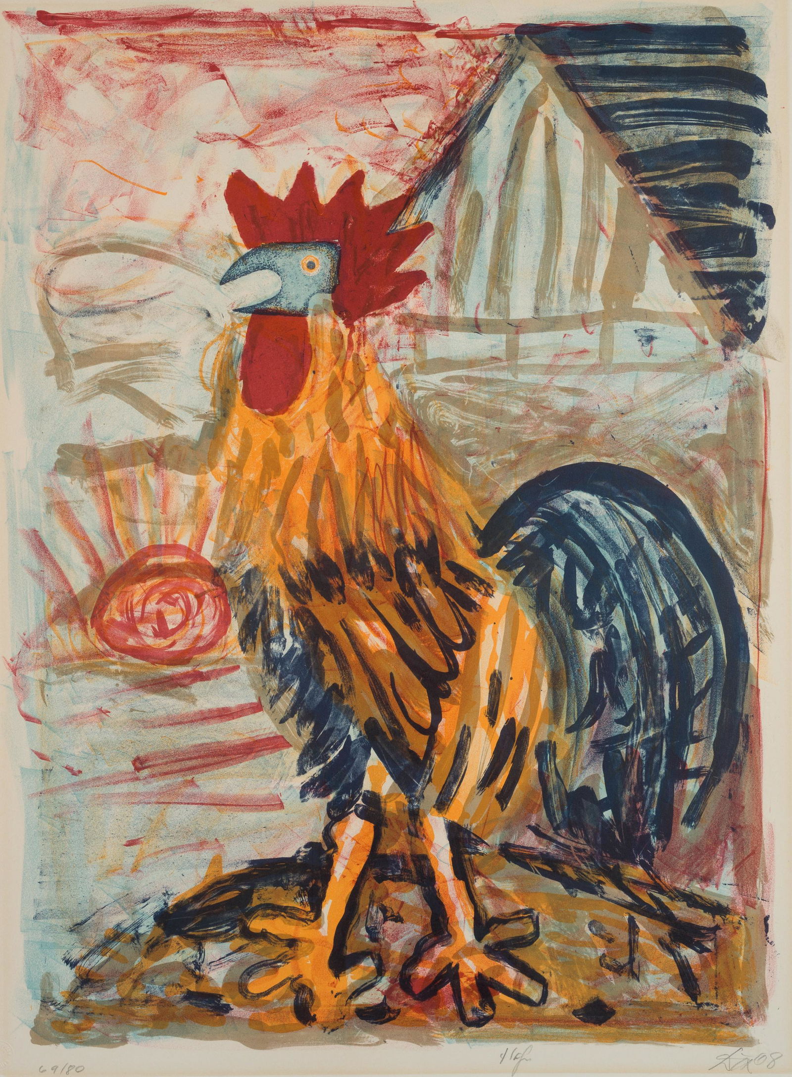 O.DIX (*1891), The rooster, 1968, Lithograph (1 of 5)