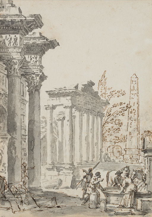 G Pannini 1691 Circle Ancient Ruins And Genre Scene Jul 17 Fichter Kunsthandel In Germany