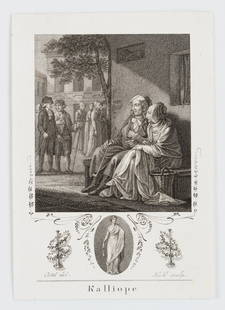 J.BOLT(*1769) after Franz Ludwig Catel: The Nine Muses,: Johann Friedrich Bolt (1769 Berlin - 1836 Berlin), In collaboration with Clemens Kohl after Franz Ludwig Catel: The Nine Muses, 1799, Copper Engraving Technique: Copper Engraving on paper Size: 5 x 3
