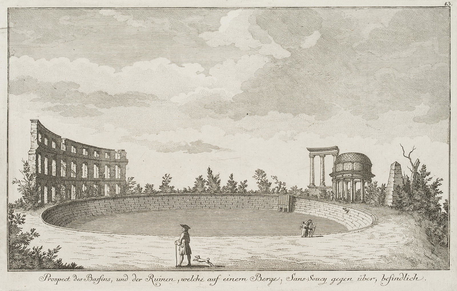 J.SCHLEUEN(*1739), View of the Ruinenberg in Sanssouci: Johann David Schleuen the younger (1739 Berlin - 1784 Berlin), View of the Ruinenberg in Sanssouci Park near Potsdam, 1775, Etching Technique: Etching on paper Size: 10 1/3 x 14 3/4 in, Plate: 8 x 12
