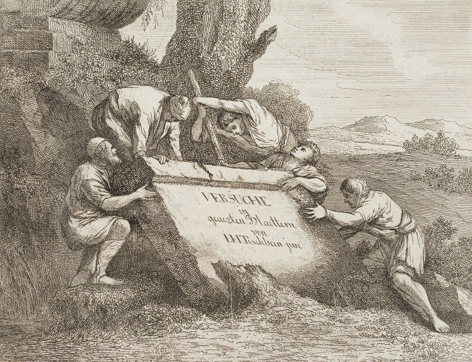 Johann Heinrich Tischbein – Ménélas Et Paris – Eau-forte Originale 1757 – Mythologie