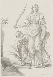 N.STRIXNER(*1782) after G. Burrini (*1656), Saint: Nepomuk Strixner (1782 Altöttingen - 1855 München) after G. Burrini (*1656), Saint Catherine of Alexandria with palm branch, book and wheel, c. 1808-1815, Lithograph Technique: Lithograph o