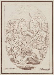 N.STRIXNER(*1782) after D. de Volterra, Deposition from: Nepomuk Strixner (1782 Altöttingen - 1855 München) after D. de Volterra, Deposition from the Cross, c. 1808-1815, Pen Lithograph Technique: Pen Lithograph on paper Size: 3 3/4 x 2 2/3 in In