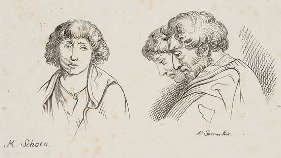 N.STRIXNER(*1782) after Marx Schoen: Figures in: Nepomuk Strixner (1782 Altöttingen - 1855 München) after Marx Schoen: Figures in mourning, apostles?, c. 1808-1815, Pen Lithograph Technique: Pen Lithograph on paper Size: 2 1/2 x 5 1/4 in