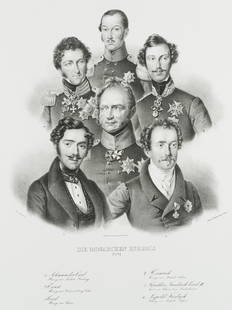 W.DEVRIENT(*1799), The Monarchs of Europe No VI, c.: Wilhelm Devrient (1799 Berlin - nach 1866 ), The Monarchs of Europe No VI, c. 1841, Lithograph Technique: Lithograph on paper Size: 19 3/4 x 13 3/4 in Inscription: below the image in the stone signed