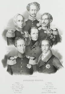 W.DEVRIENT(*1799), The Monarchs of Europe No V, c.: Wilhelm Devrient (1799 Berlin - nach 1866 ), The Monarchs of Europe No V, c. 1841, Lithograph Technique: Lithograph on paper Size: 19 2/3 x 13 3/4 in Inscription: below the image in the stone inscribe