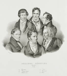 W.DEVRIENT(*1799), Berlin artists, musicians No II, c.: Wilhelm Devrient (1799 Berlin - nach 1866 ), Berlin artists, musicians No II, c. 1841, Lithograph Technique: Lithograph on chine collé Size: 19 2/3 x 13 3/4 in Inscription: below the image in the s