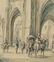 W.HERMANN(*1807), Busy scene in front of a cathedral, - 2