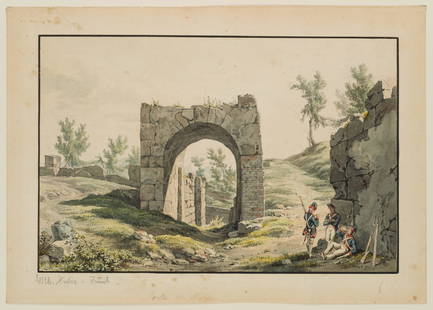 J.HUBER (1787-1871), The Porta di Nola in the ruins of: Jakob Wilhelm Huber (1787 Düsseldorf - 1871 Zürich), The Porta di Nola in the ruins of Pompeii, c. 1810, Watercolor Technique: Watercolor over Pencil on Paper Inscription: Inscribed lower le
